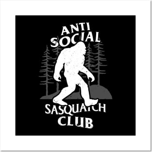 Funny Retro Vintage Alien Bigfoot Sasquatch Antisocial Club Outdoor Meme Posters and Art